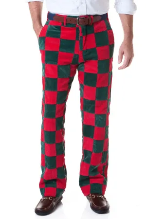 Beachcomber Corduroy Pant Hunter and Crimson Patchwork Double Needle Stitching Sustainable Fabric