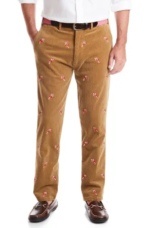 Beachcomber Corduroy Pant Khaki with Candy Cane Casual Comfort Fit