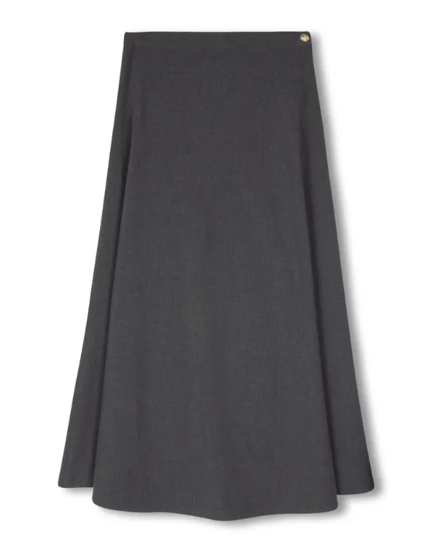 Simple Outfit Beige Charcoal Circle Skirt W-22729