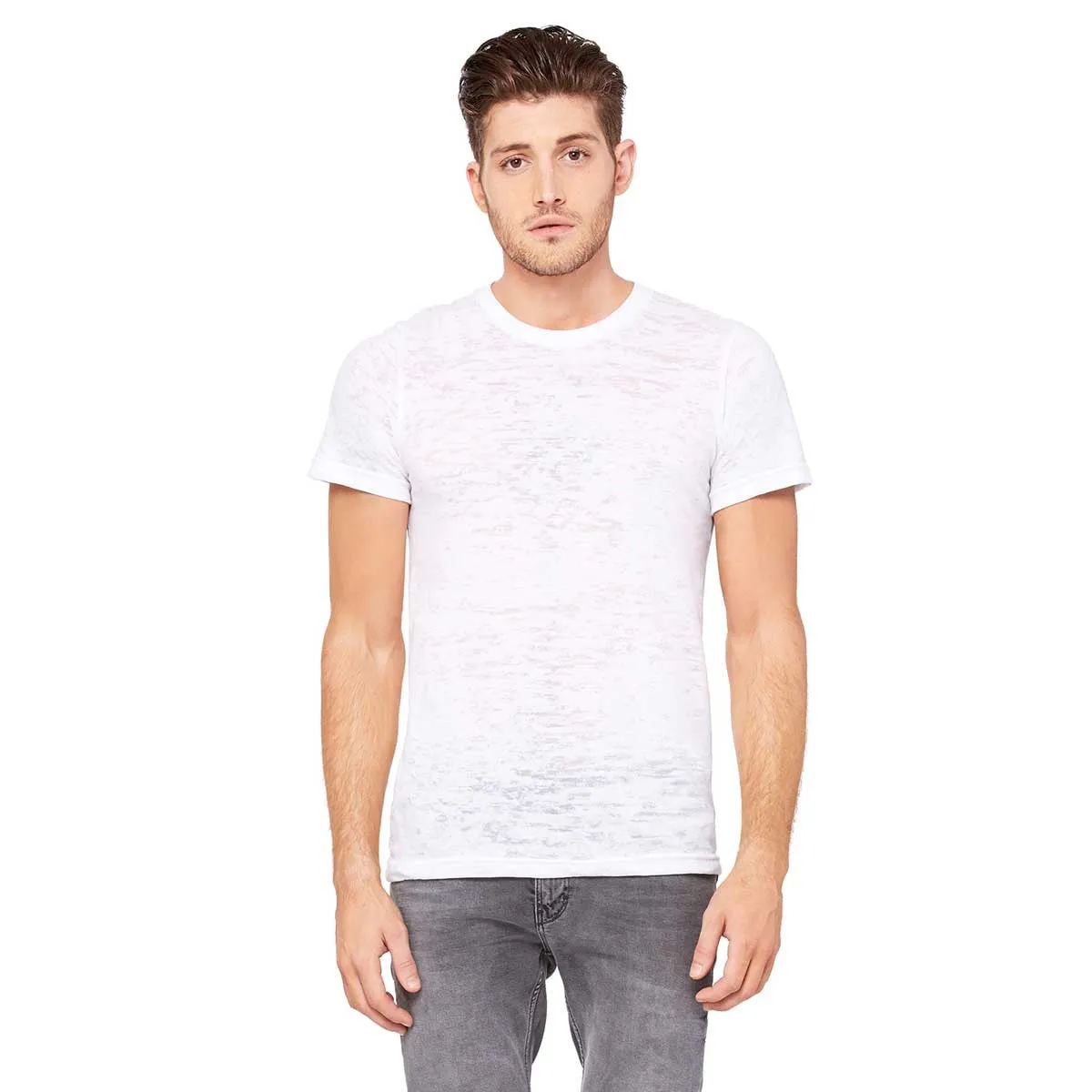 Bella   Canvas Men's White Burnout Short-Sleeve T-Shirt