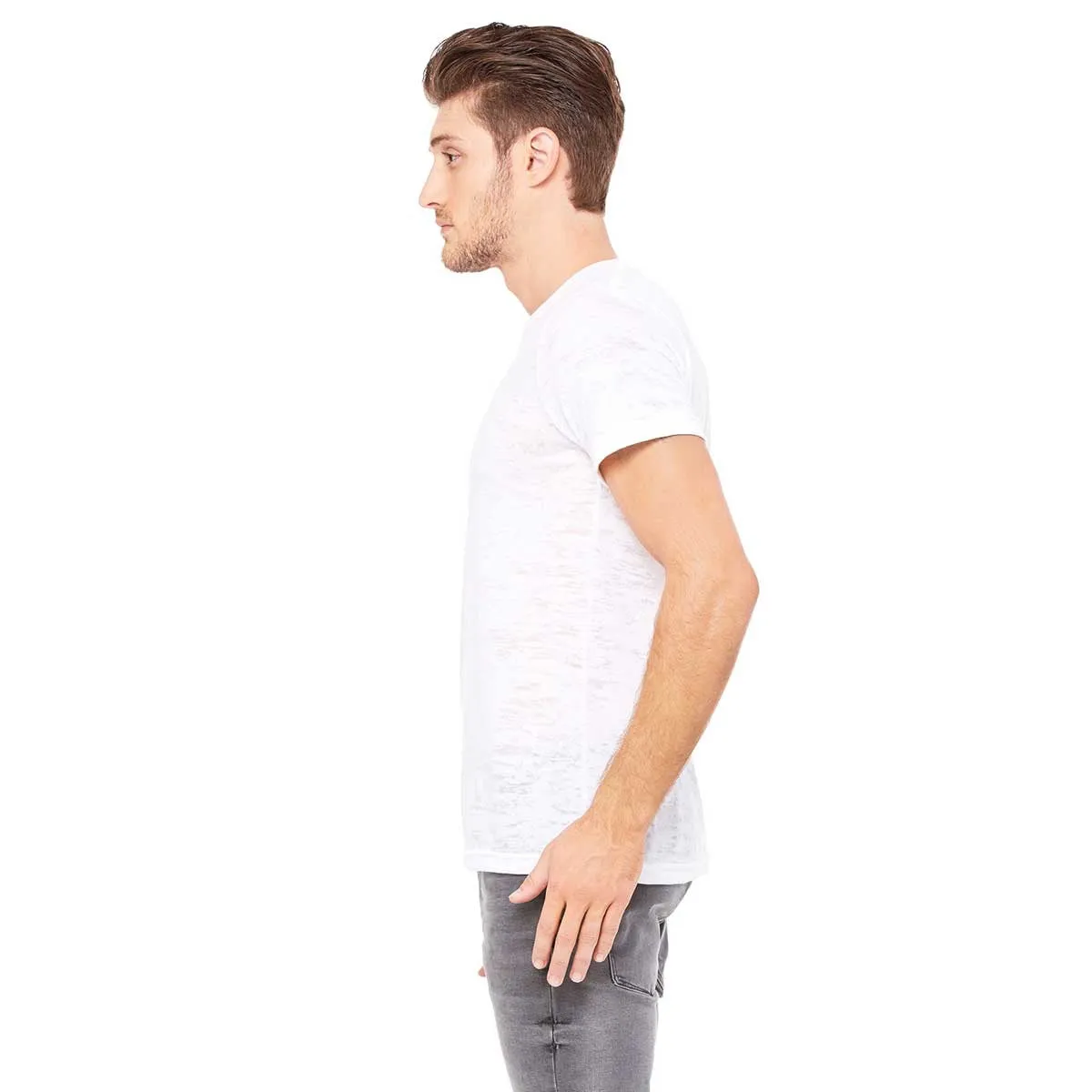 Bella   Canvas Men's White Burnout Short-Sleeve T-Shirt