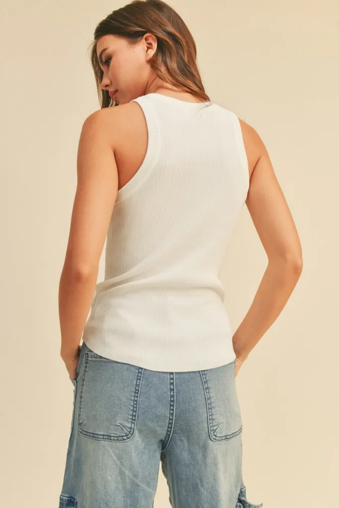 Durable Chainstitch Bella Ribbed Tank Top in White