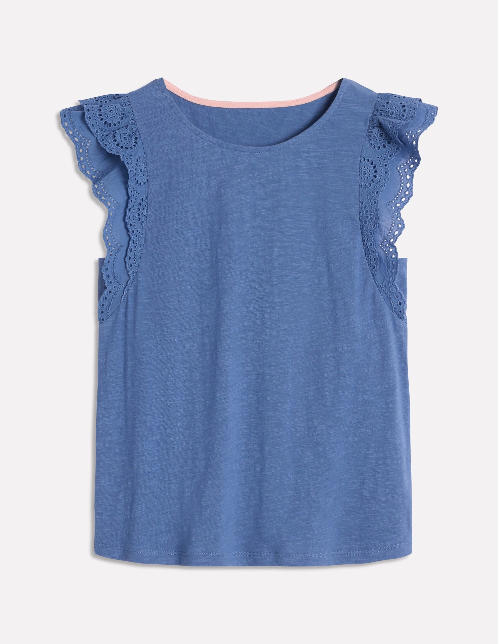 AntiStaticTreatment Belle Broderie Sleeve Top-Blue River