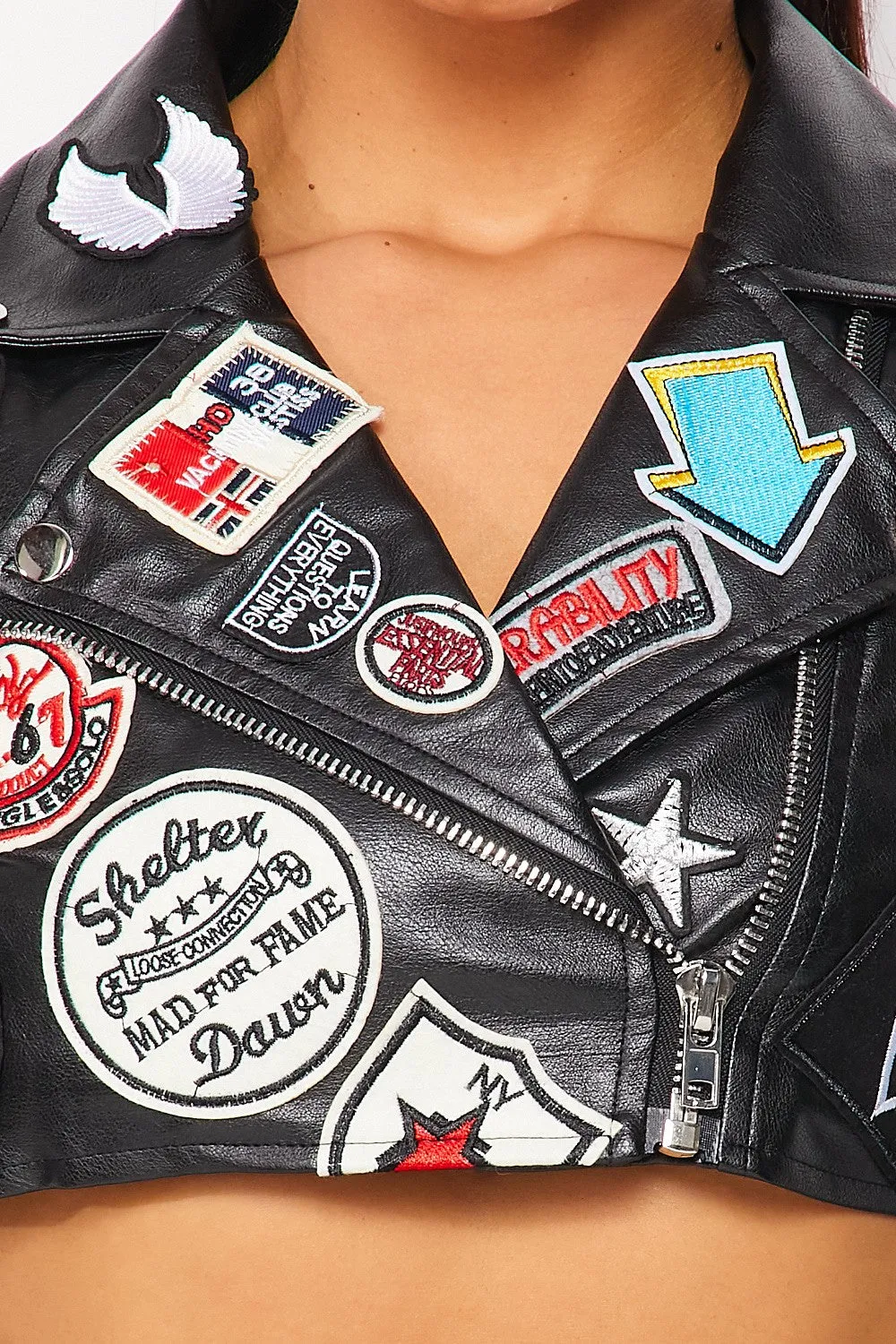 Biker Babe Cropped Faux Leather Jacket