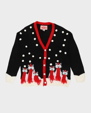 Black Cats Patterned Knitted Christmas Jumper - M