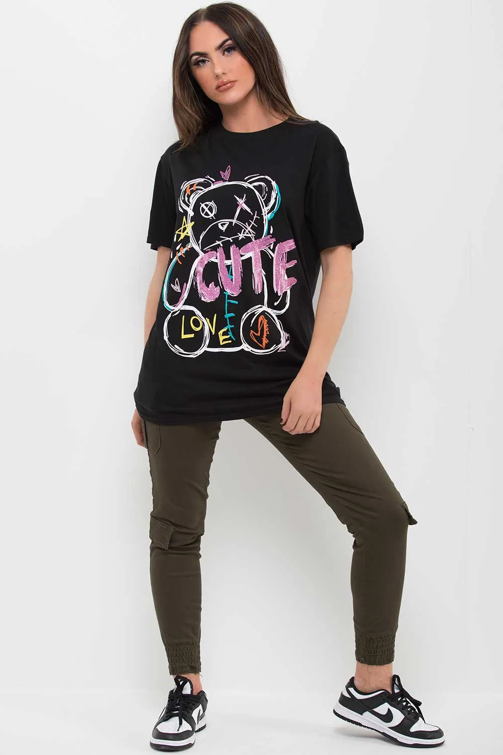 Black Teddy Bear Graphic T Shirt Black