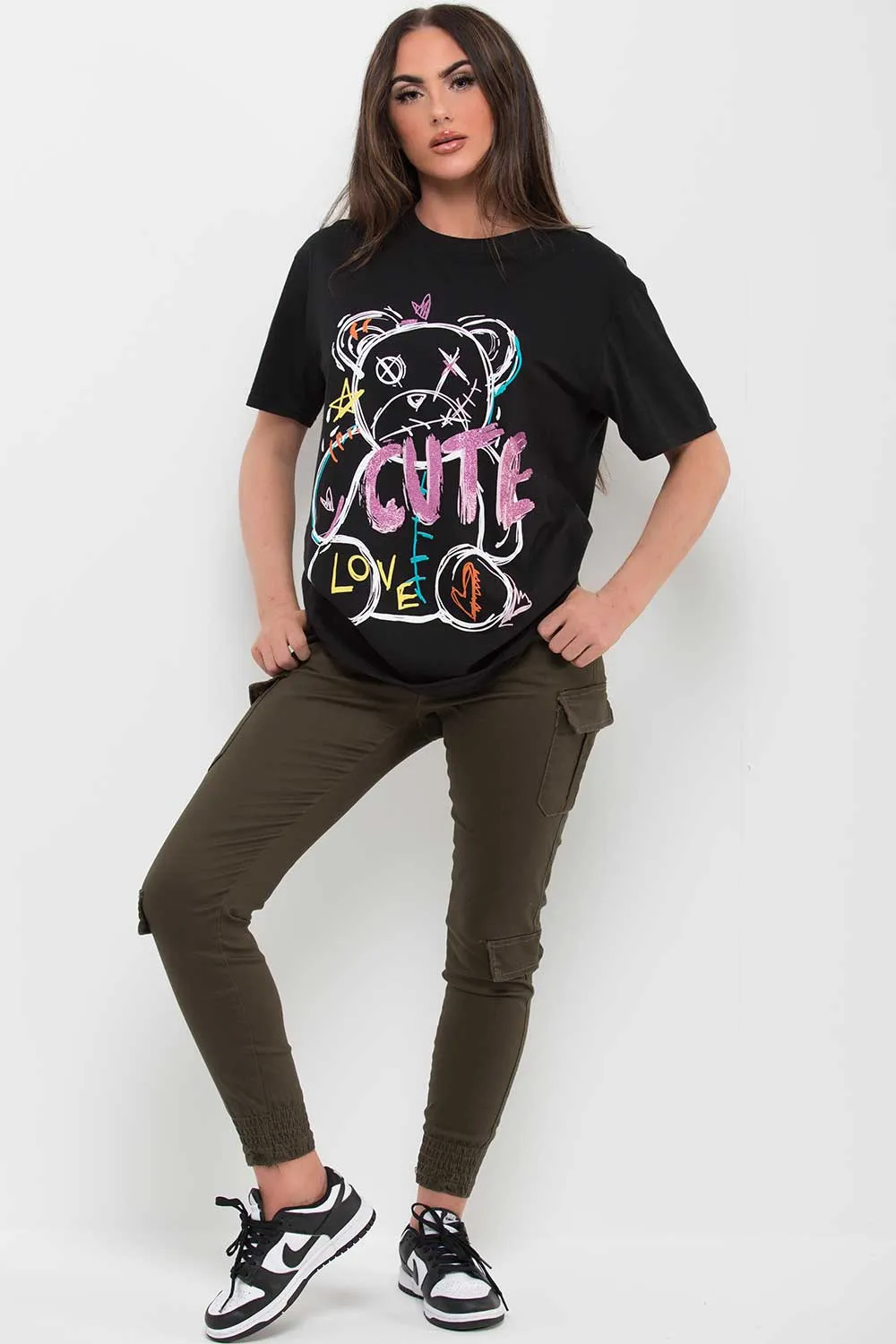 Black Teddy Bear Graphic T Shirt Black