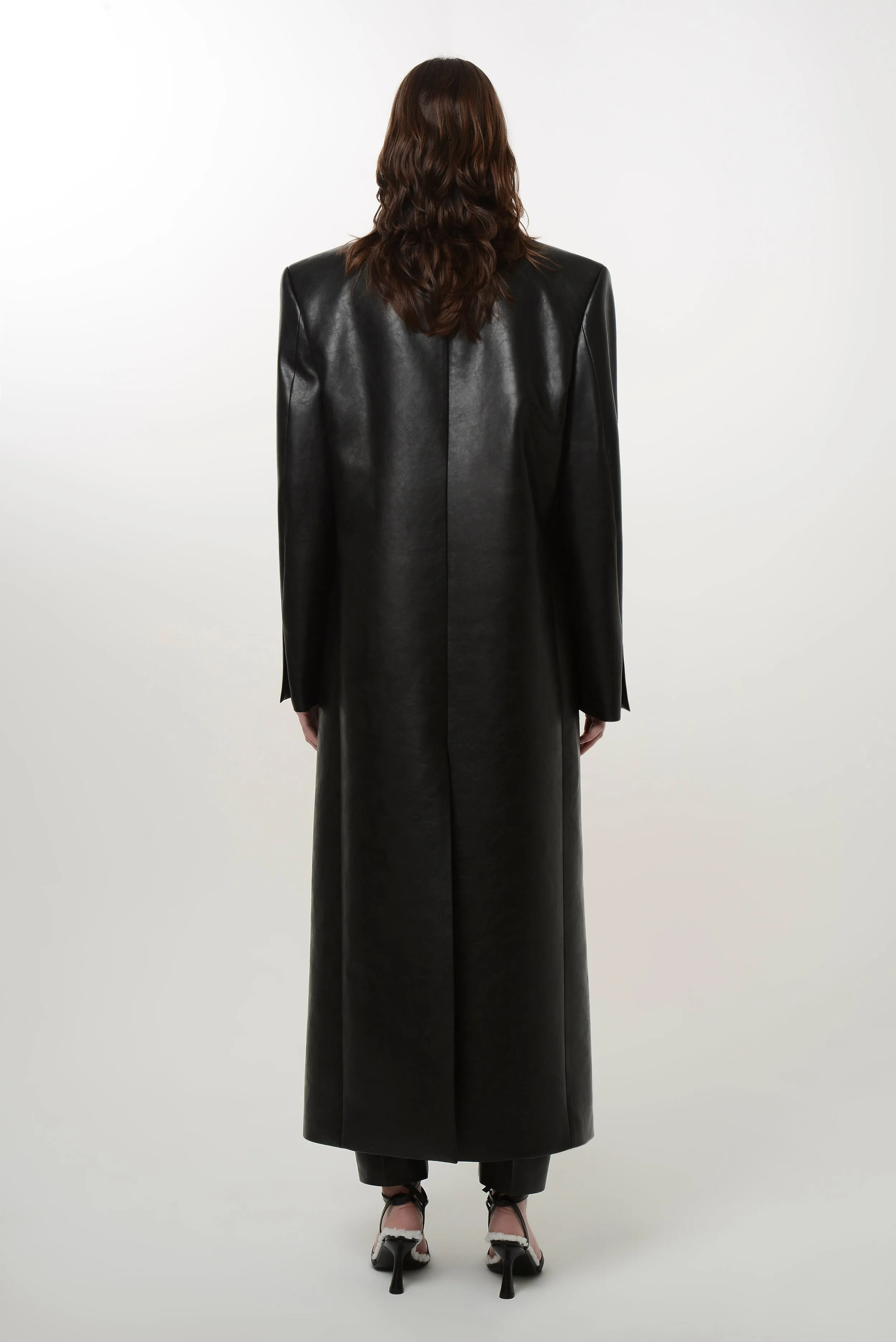 Black Vegan Leather Coat