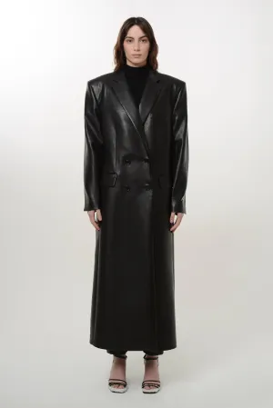 Black Vegan Leather Coat