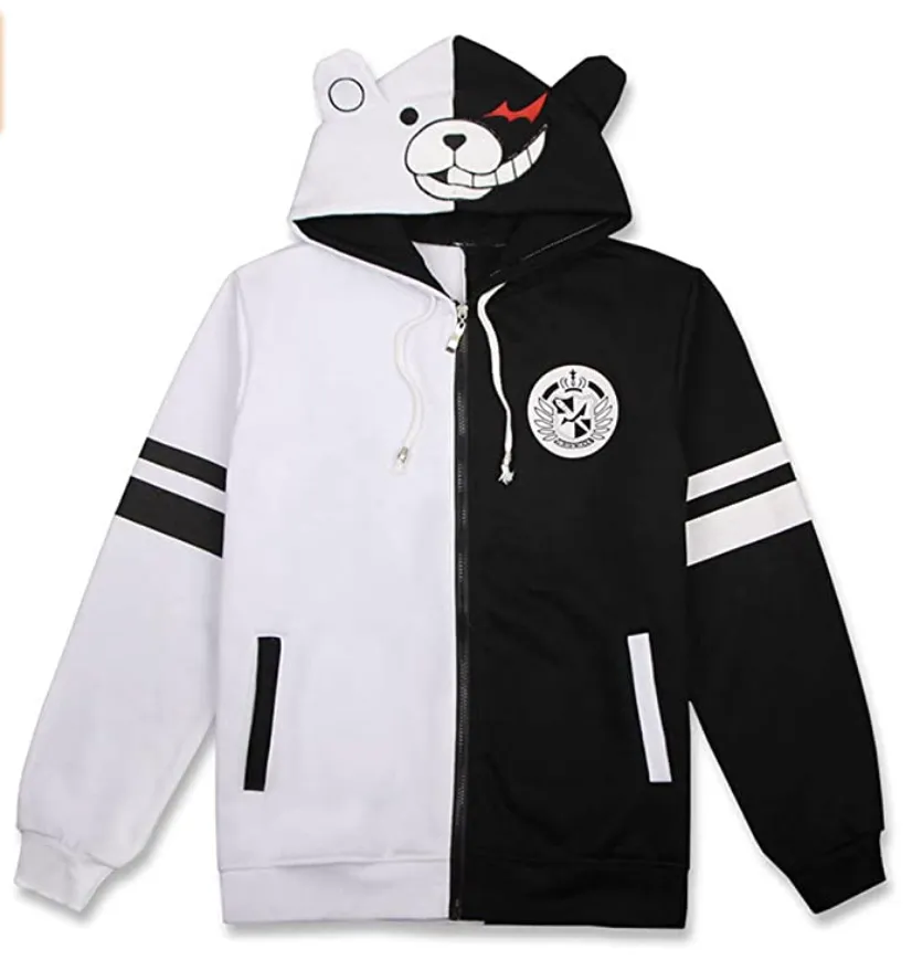 Black White Bear Anime - Danganronpa Monokuma Jacket Hoodie