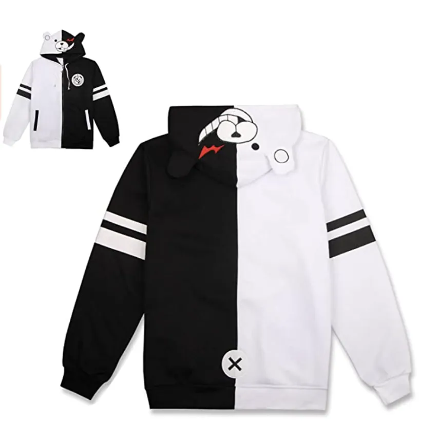 Black White Bear Anime - Danganronpa Monokuma Jacket Hoodie