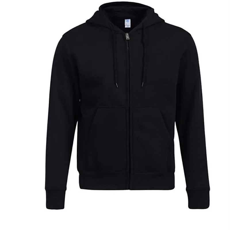 Black Zip Up Hoodie Fall Winter Men's Thickened Pullover Hoodie Sweater Zipper Solid Color Sports Jacket