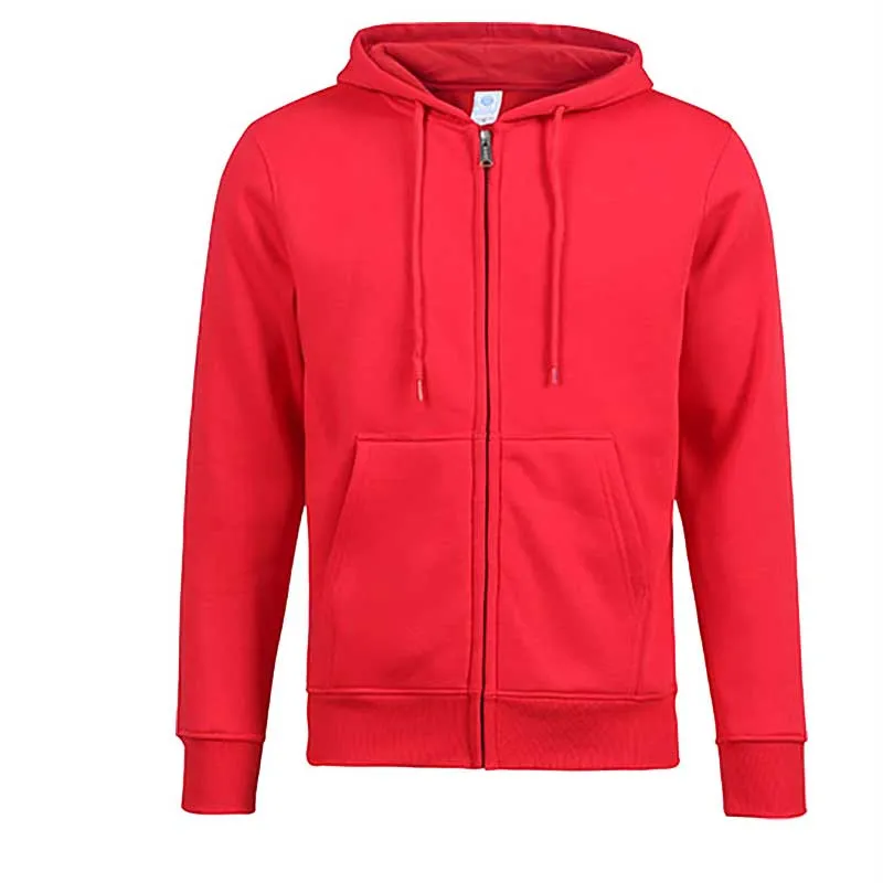 Black Zip Up Hoodie Fall Winter Men's Thickened Pullover Hoodie Sweater Zipper Solid Color Sports Jacket