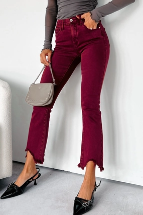 Tulsa Mid Rise Tummy Control Special A Kick Flare Jeans (Wine) Slim Stretch