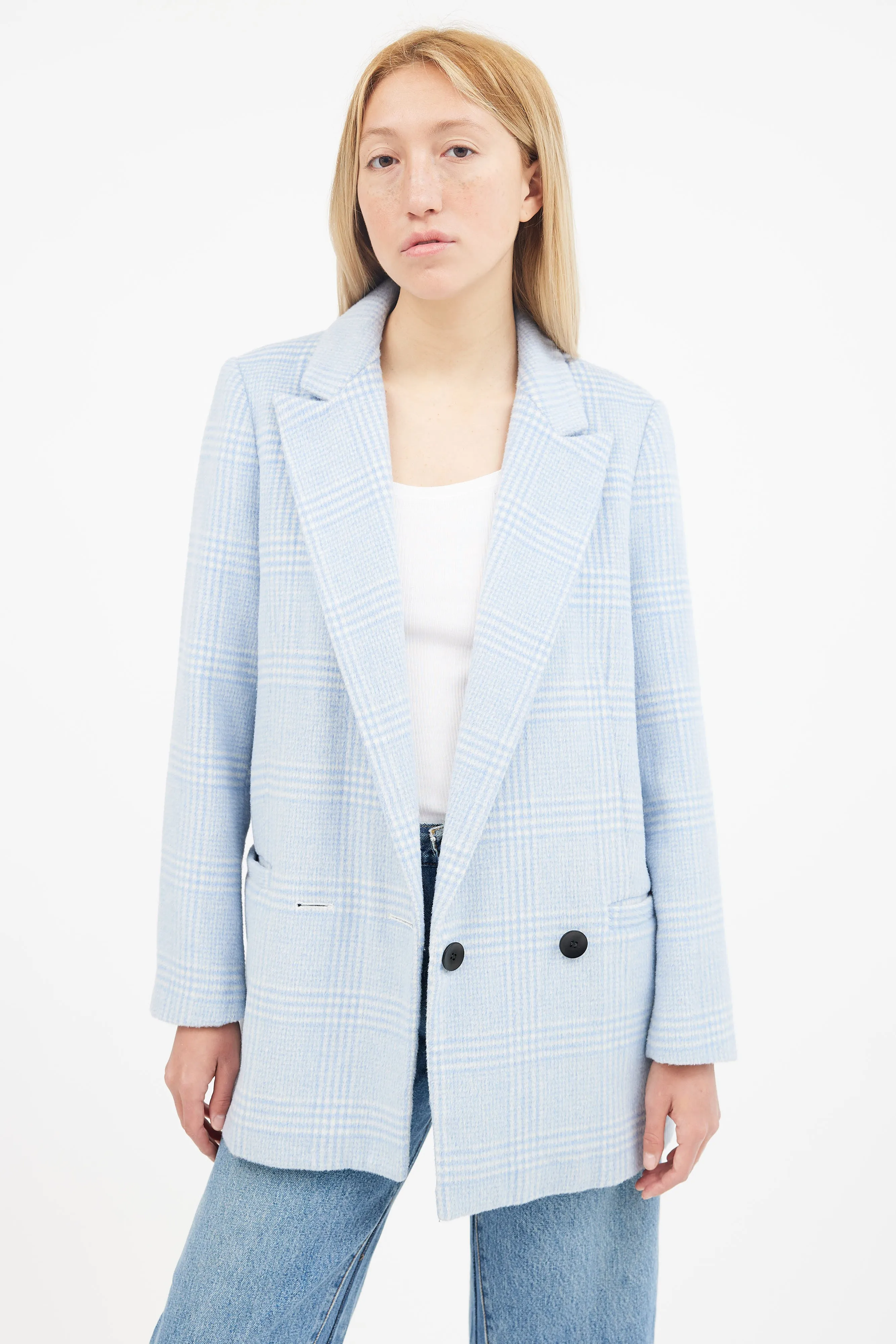 Blue & White Checked Blazer