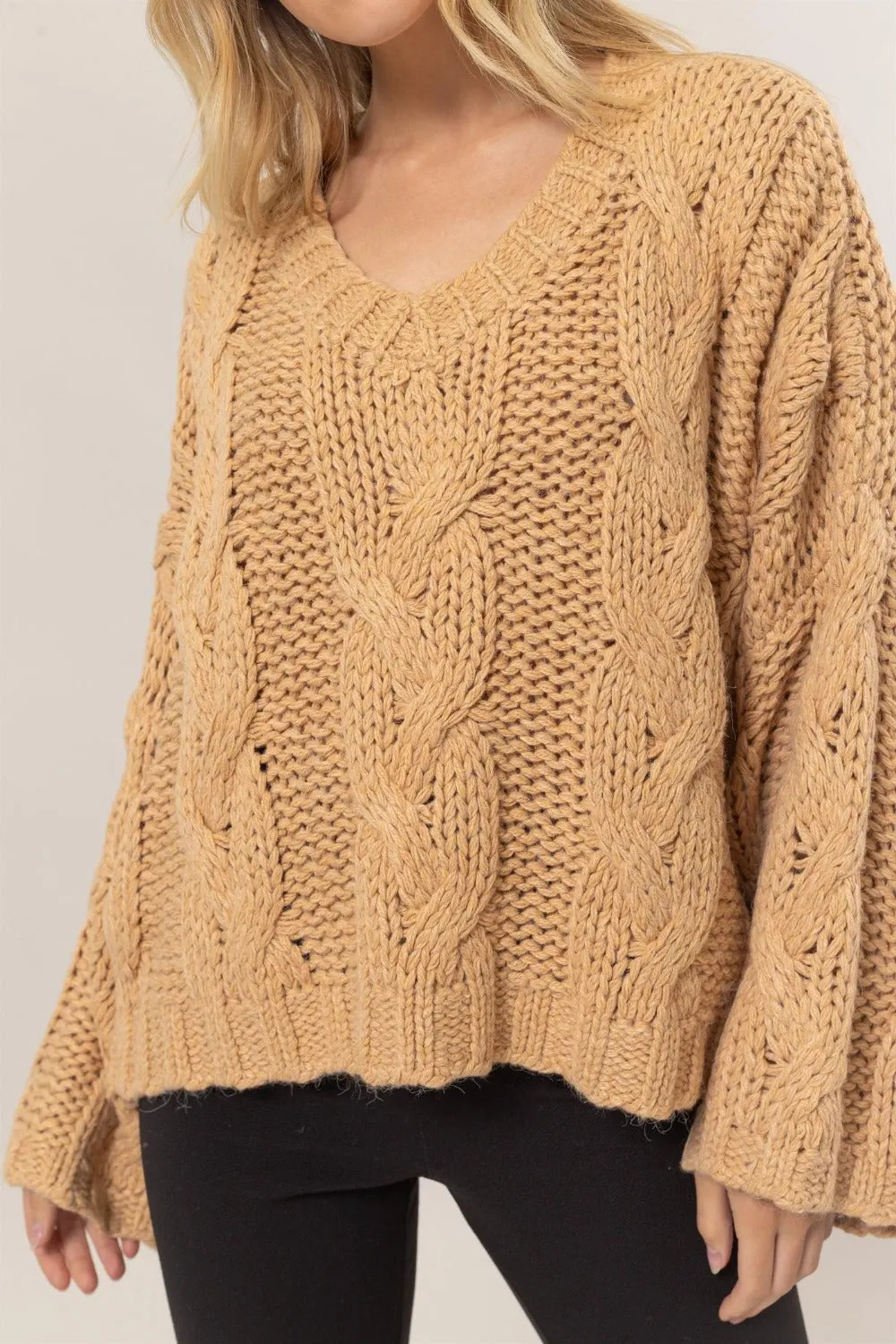 Blue Zone Planet |  HYFVE Cable Knit V-Neck Sweater