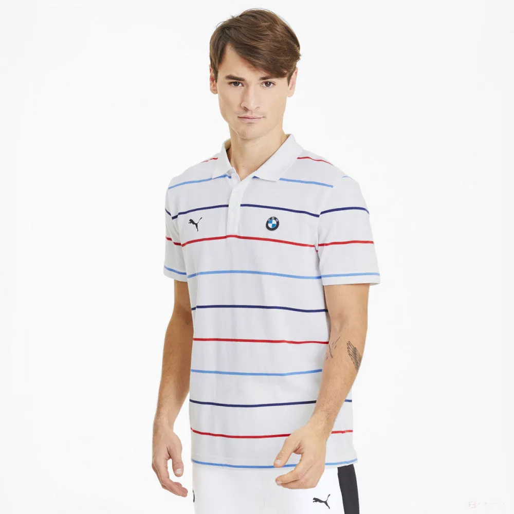 BMW T-shirt, Puma BMW MMS Striped Round Neck, White, 2020