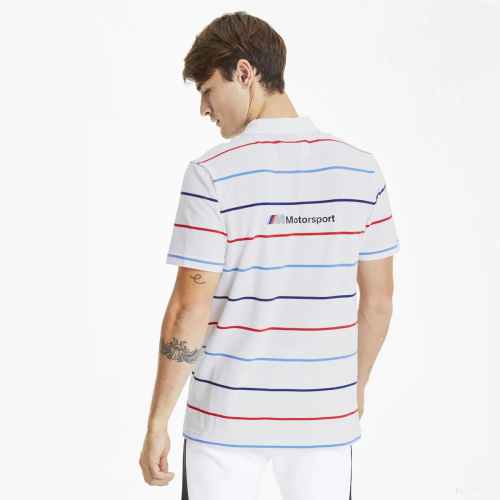 BMW T-shirt, Puma BMW MMS Striped Round Neck, White, 2020