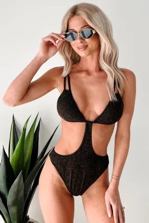Swimmingly Sweet Cut-Out Triangle Monokini (Black) Quick Recovery Elastic