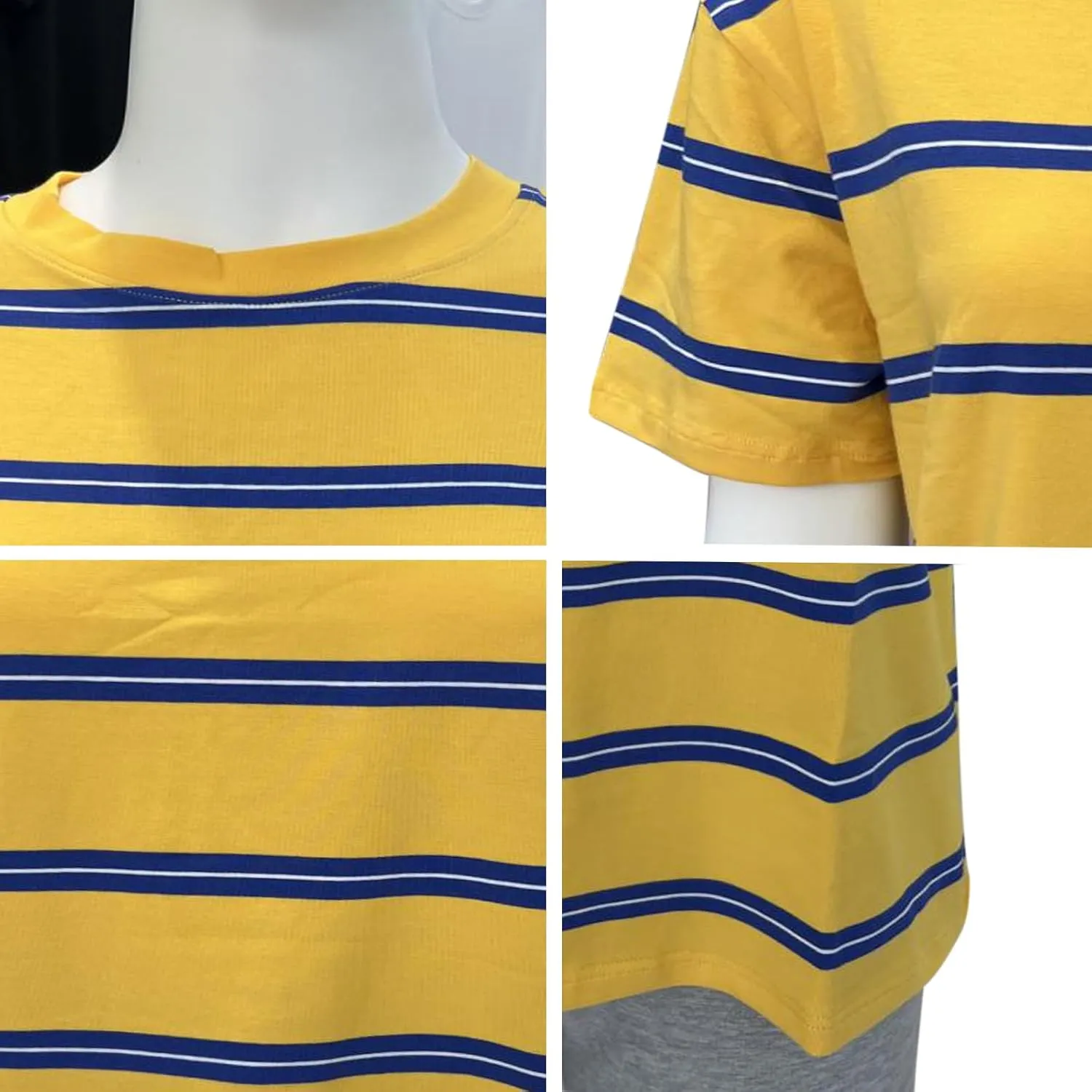 Bobeutou Women Oversized Striped Tshirt Color Block Crew Neck Short Sleeve T-Shirts Basic Shirt Loose Casual Tee Tops