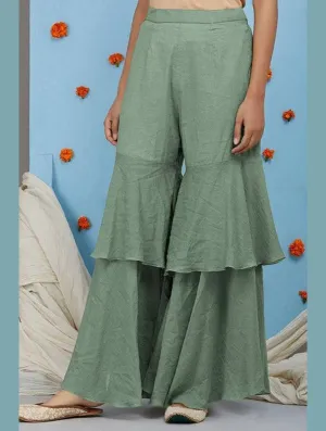 Effortless Look Timeless Utility COTTON AND LINEN PATCHWORK CASUAL WIDE PANTS_CWBLP0634