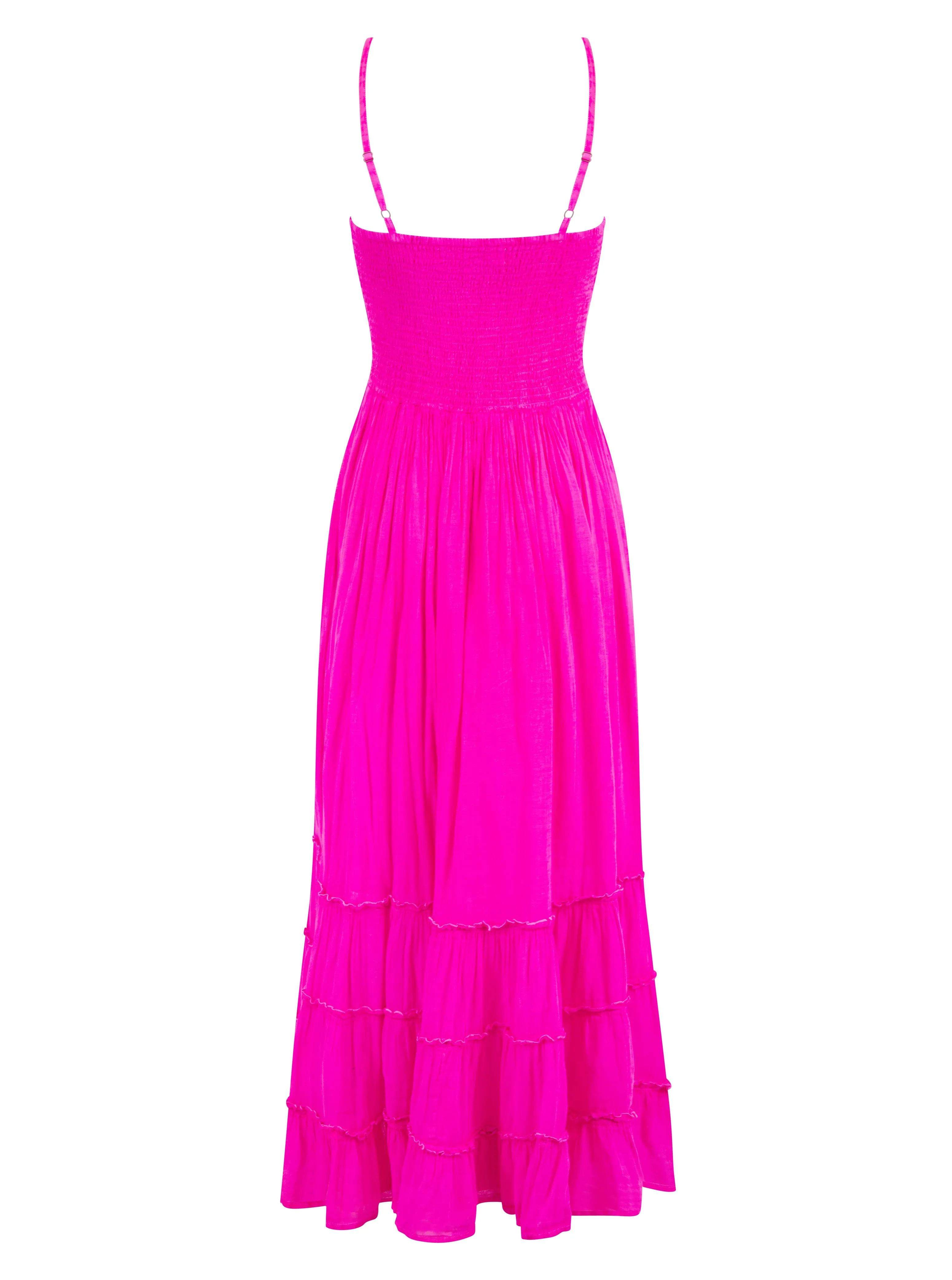 Boheme Dress Fuchsia Versatile Layering Soft Contour