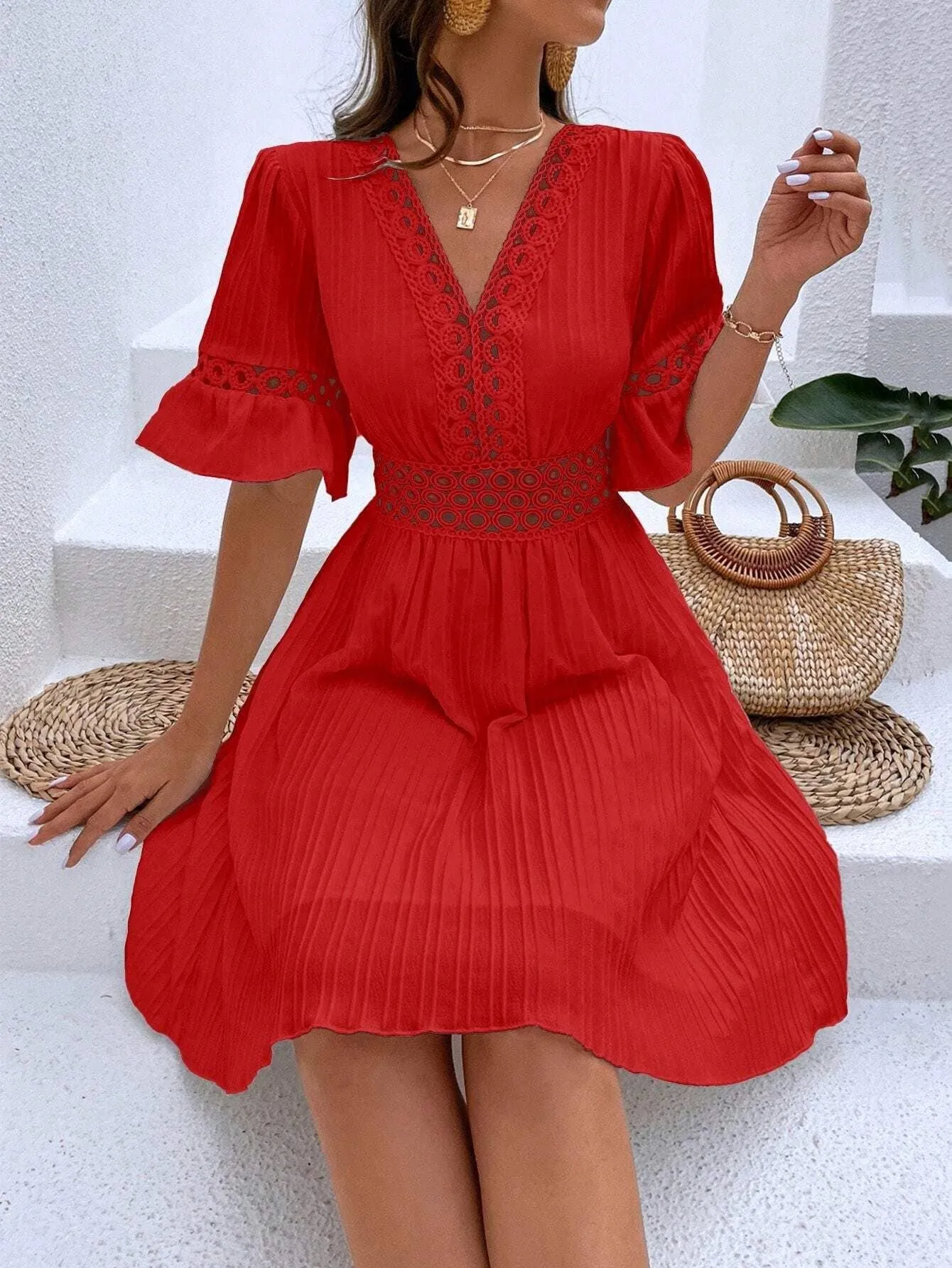 Bohemian Casual Ruffle Dress_CWDSD4029 cut out High-Fashion