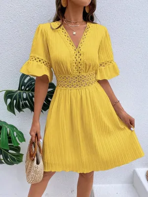 Polished Wear UV-Resistant Bohemian Casual Ruffle Dress_CWDSD4029