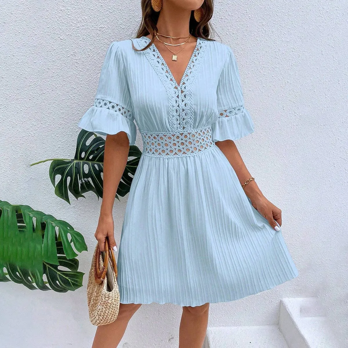 Elegant Vibe Bohemian Casual Ruffle Dress_CWDSD4029