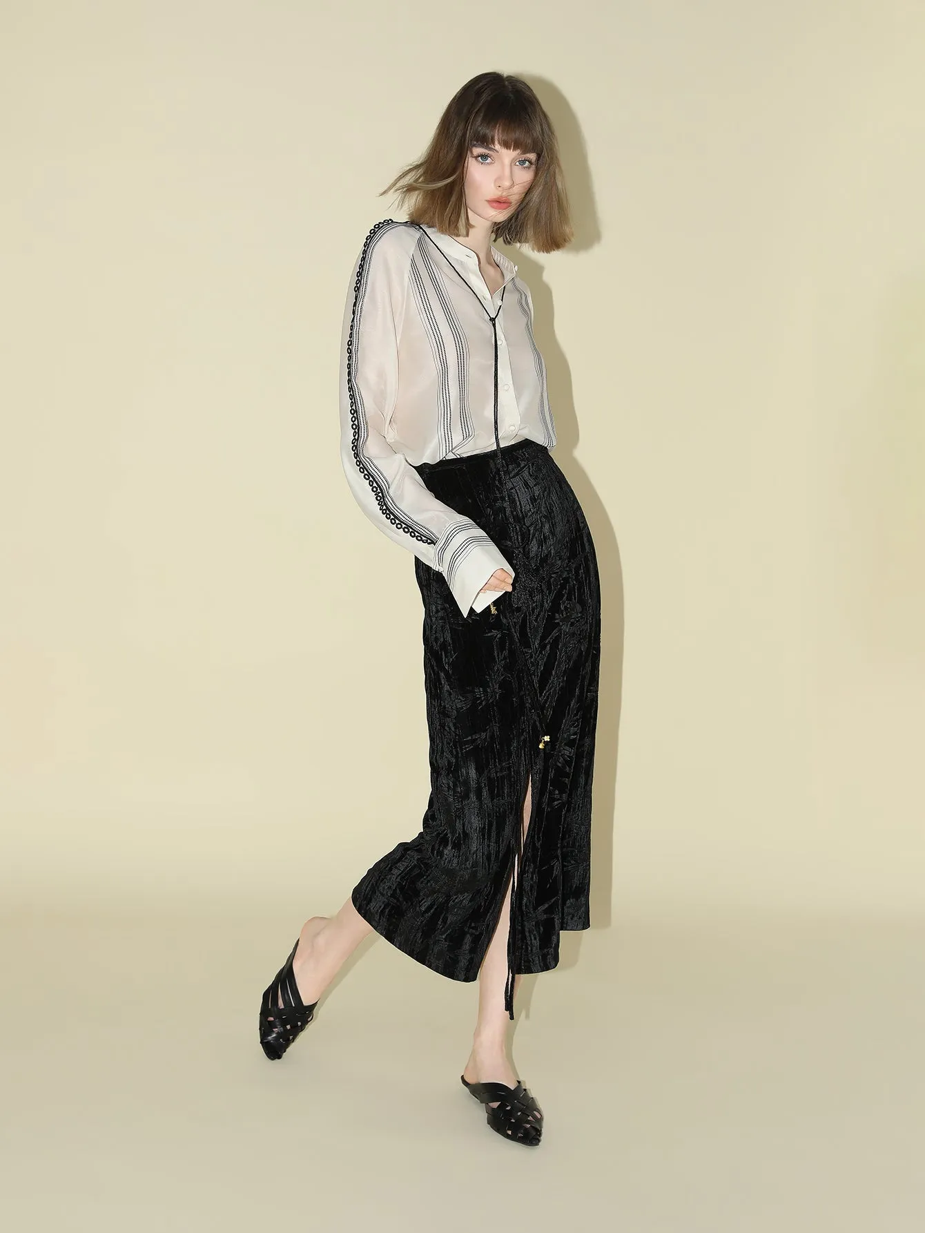 Bohemian White Lace Panel Striped Shirt