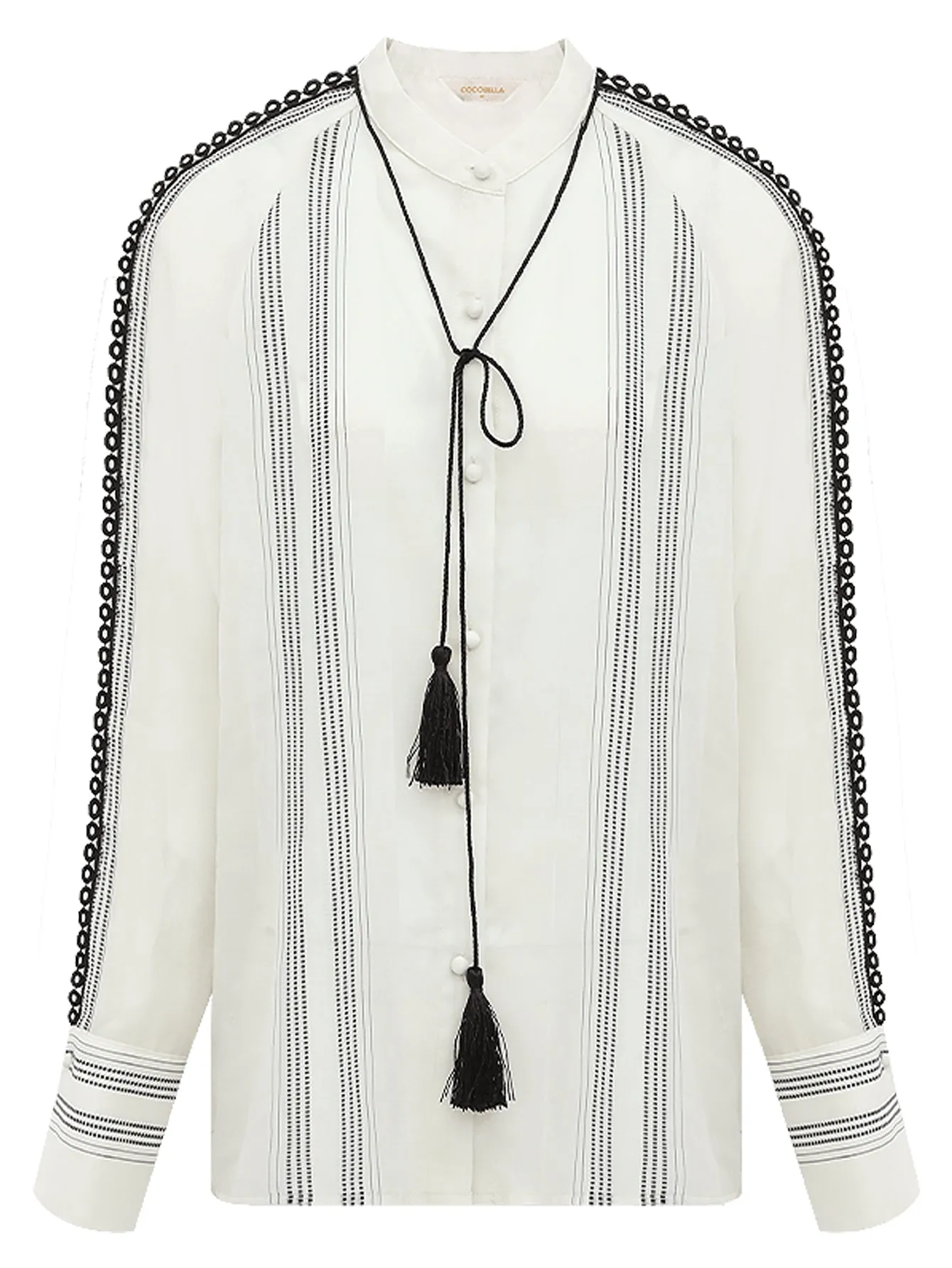 Bohemian White Lace Panel Striped Shirt