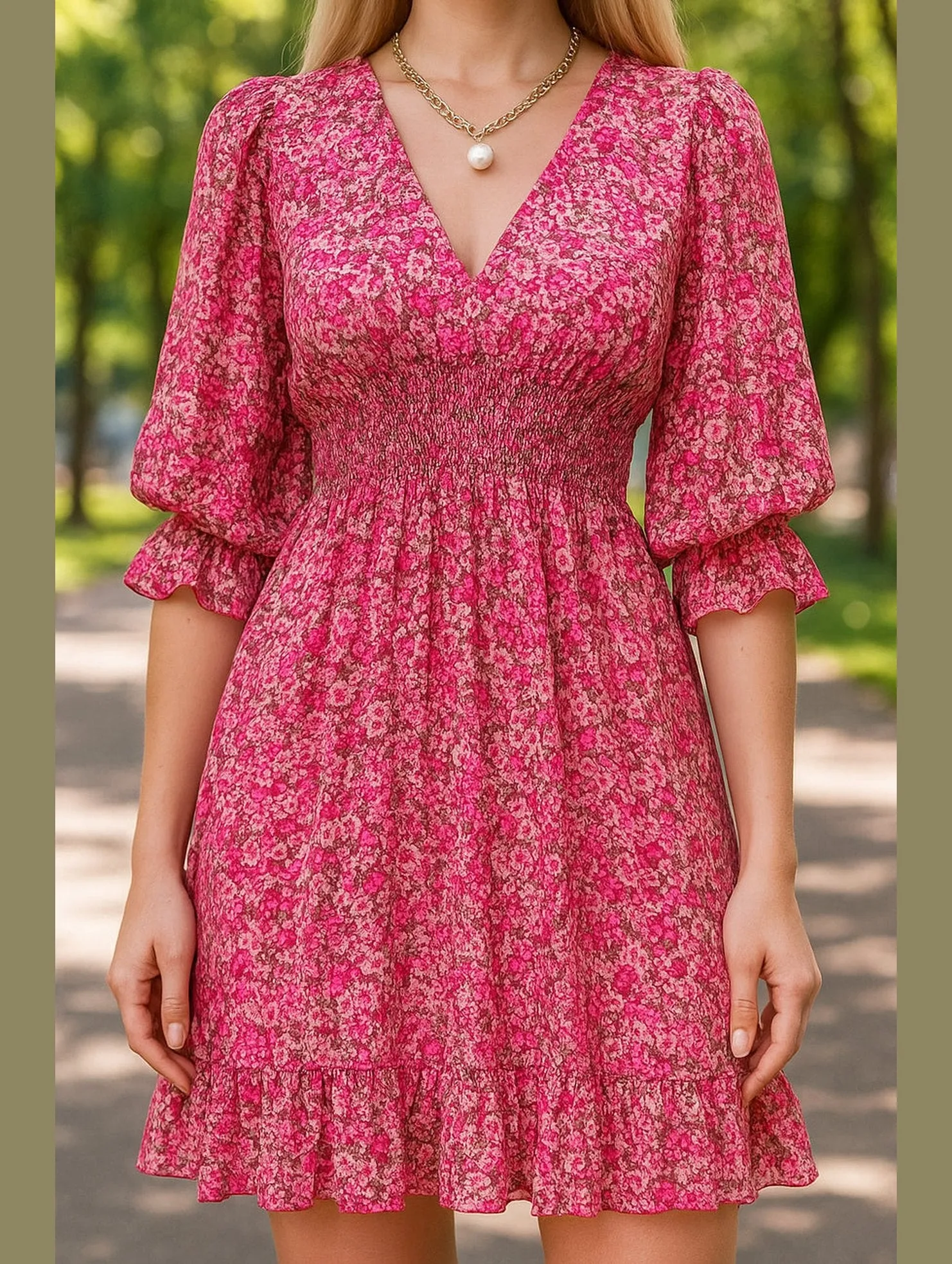 Boho Floral Print Midi Dress ??Short Sleeve Summer Tunic All Day
