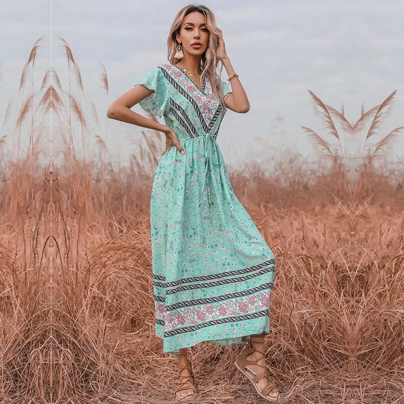 BOHO FROCK WITH RUFFLED SLEEVES_CWDMD1955 tailored look