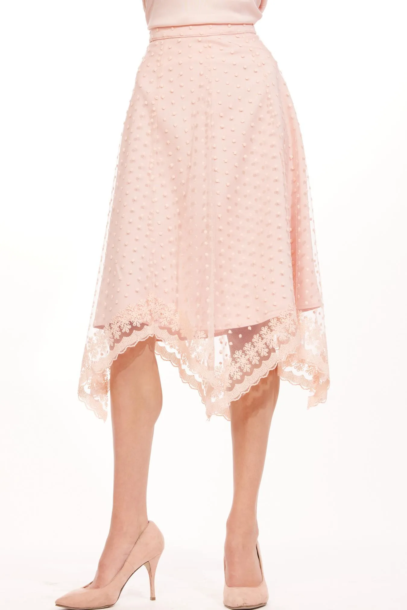 Leriel Skirt - Blushing Dot Linen blend