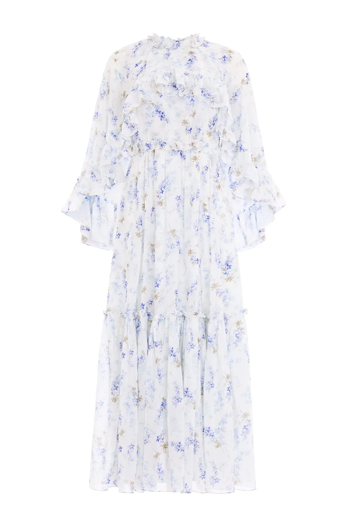 Ophelia Ditsy Harper Chiffon Cape Ankle Gown Formed Look