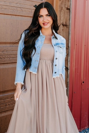 Bold By Nature Cello Distressed Denim Jacket (Light) Subtle tone