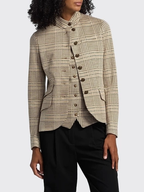 Slade Ponte Single-Breasted Blazer Tan Multi Prevent Clock