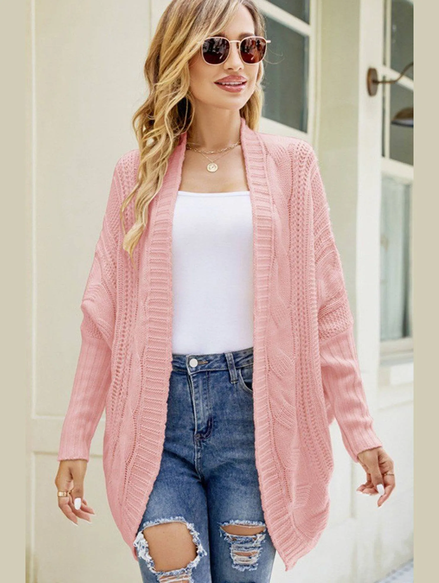WOMEN CHUNKY KNITTED SOLID FALL WINTER CARDIGAN Chic Look