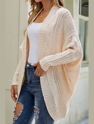 WOMEN CHUNKY KNITTED SOLID FALL WINTER CARDIGAN PlushLining