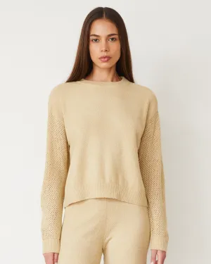 ReinforcedArmholes Odor Resistant Boucle Knit Mesh Mixed Sweater