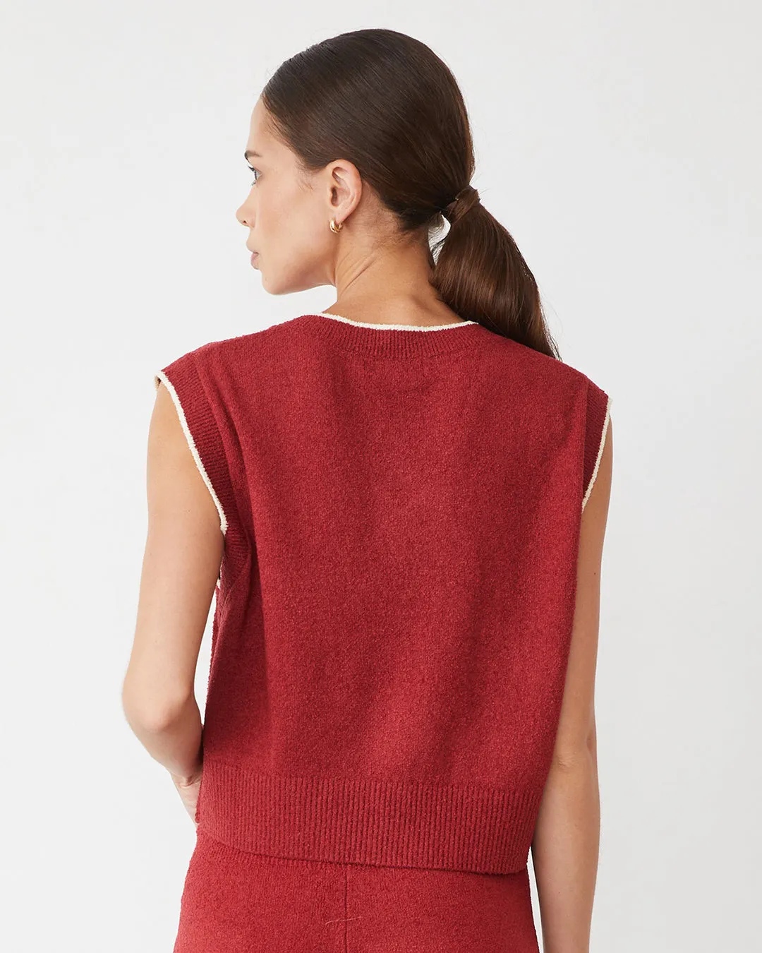 AntiStatic Weave Boucle Knit V Neck Sweater Vest
