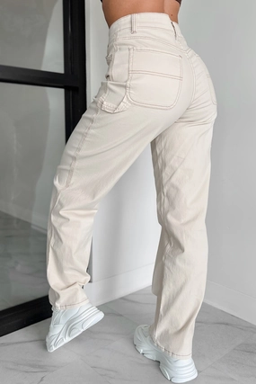 Lark High Rise Straight Leg Carpenter Jeans (Ecru) PortableOption