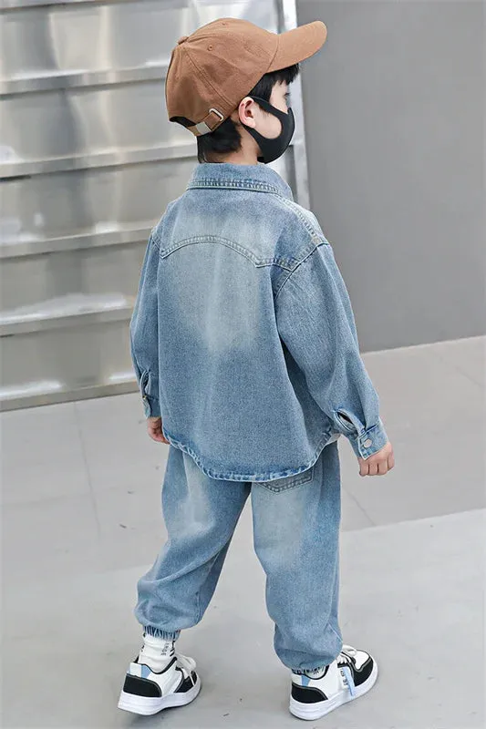 Boys Denim Jacket & Casual Outfit Set