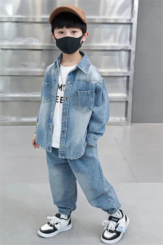 Boys Denim Jacket & Casual Outfit Set
