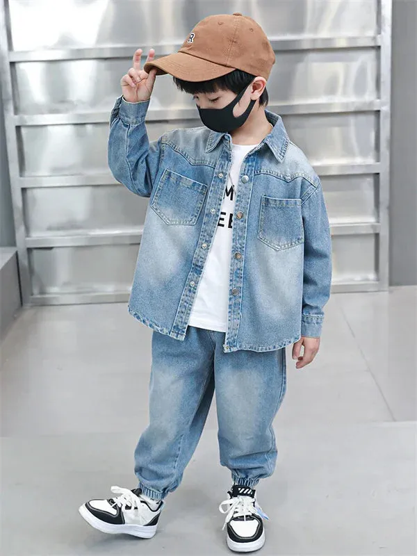 Boys Denim Jacket & Casual Outfit Set