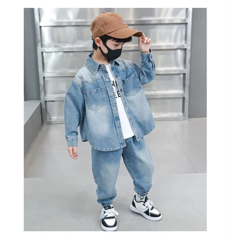 Boys Denim Jacket & Casual Outfit Set