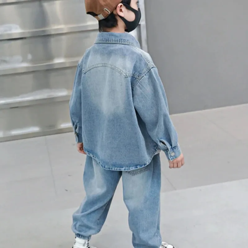 Boys Denim Jacket & Casual Outfit Set