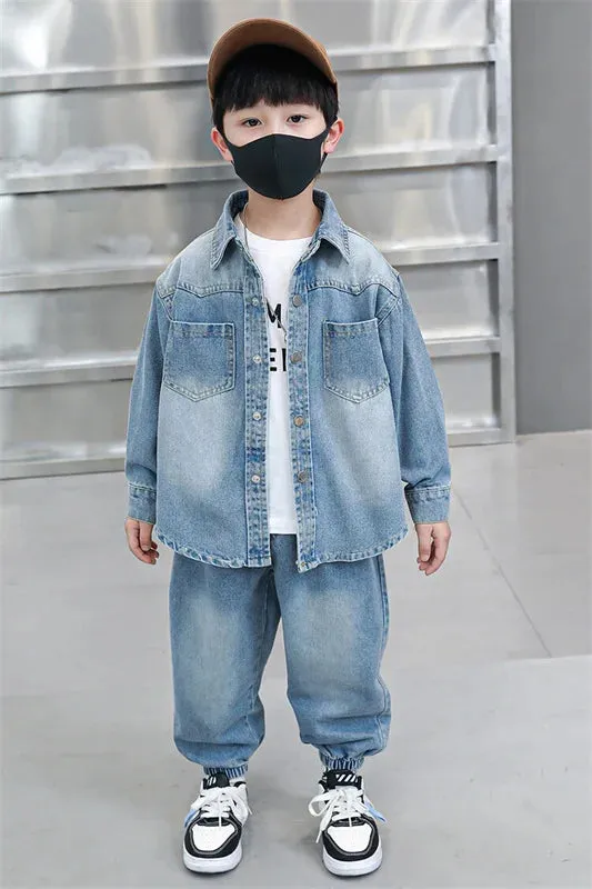 Boys Denim Jacket & Casual Outfit Set