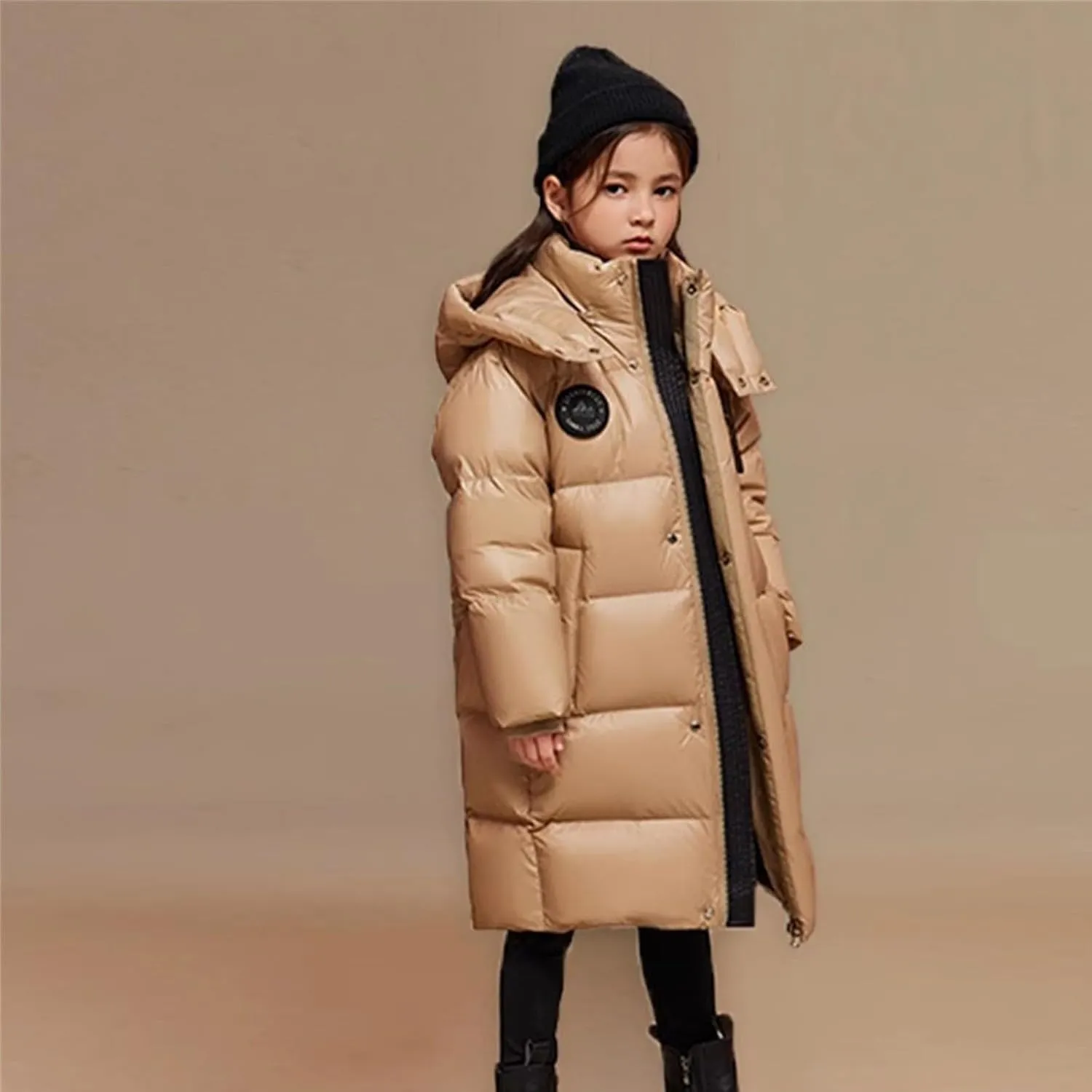 Boys Girls Long Hooded Down Winter Coat Kids Puffer Down Jacket Thick Warm Coat Parka Padded Jacket Fashion Clothes