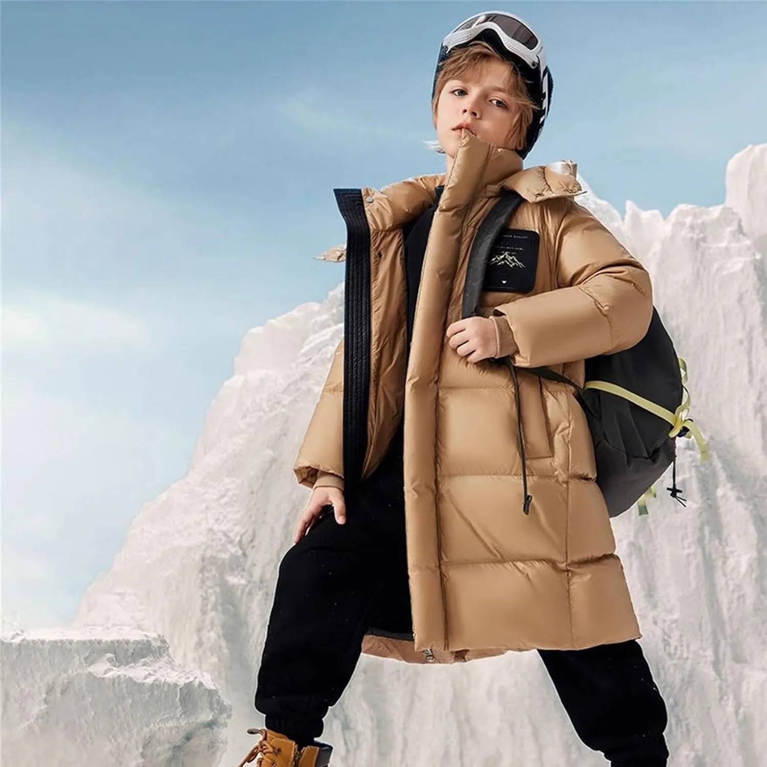 Boys Girls Long Hooded Down Winter Coat Kids Puffer Down Jacket Thick Warm Coat Parka Padded Jacket Fashion Clothes